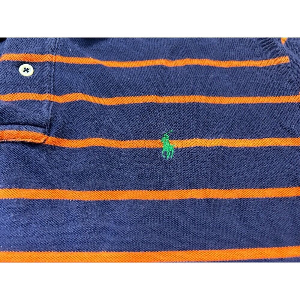 Vintage Ralph Lauren Polo Shirt Large Blue Orange Green Pony Rainbow Rugby - Picture 4 of 7